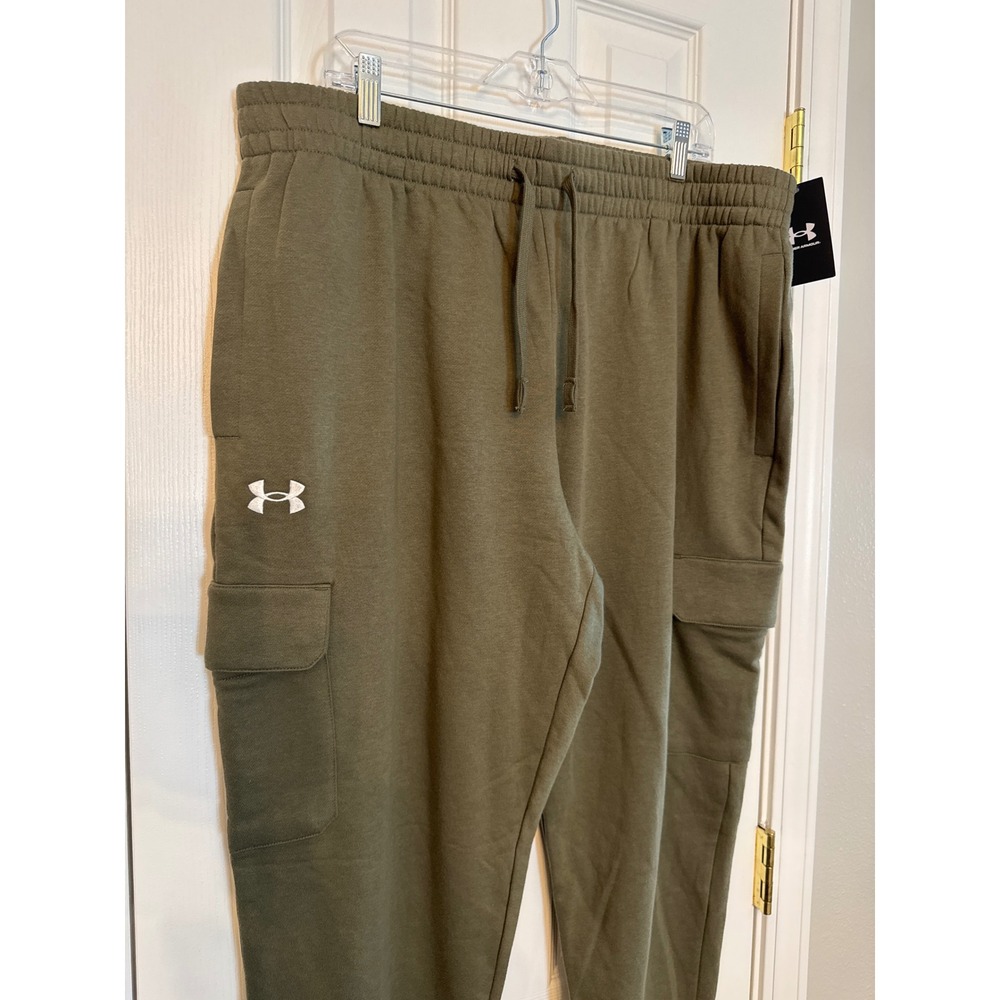 Under Armour Rival Fleece Cargo Joggers Mens 2XL Green Pants 1382134 NWT - Picture 9 of 15